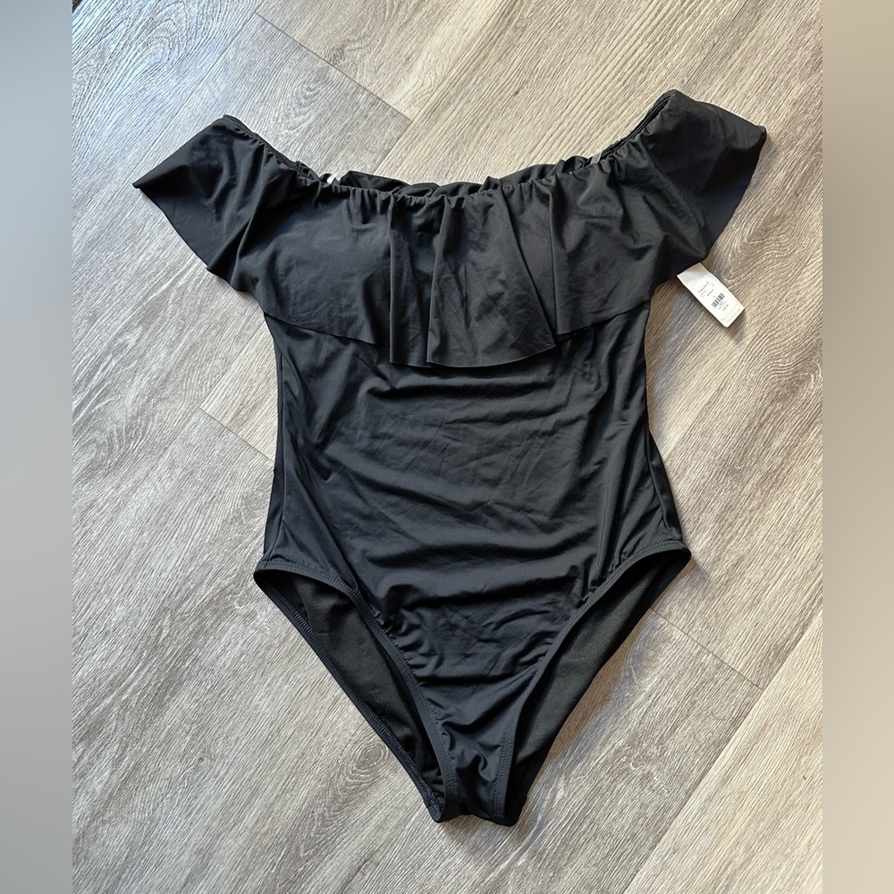 Francesca's Off the Shoulder Flutter one piece Swimsuit